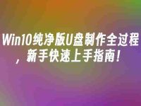 Win10纯净版U盘制作全过程，新手快速上手指南！-路由网