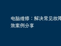 电脑维修:解决常见故障的有效案例分享-路由网