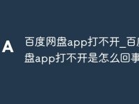 百度网盘app打不开_百度网盘app打不开是怎么回事-路由网