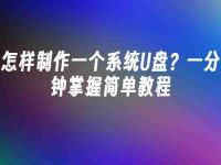 怎样制作一个系统U盘？一分钟掌握简单教程-路由网