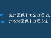 恵州医保卡怎么办理 2025惠州农村医保卡办理方法-路由网