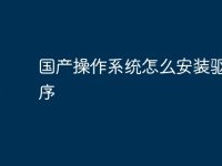 国产操作系统怎么安装驱动程序-路由网