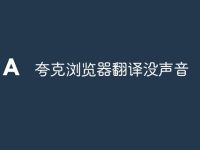 夸克浏览器翻译没声音-路由网