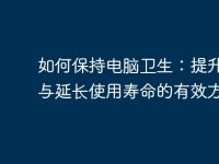 如何保持电脑卫生:提升性能与延长使用寿命的有效方法-路由网