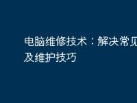 电脑维修技术:解决常见故障及维护技巧-路由网