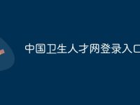 中国卫生人才网登录入口-路由网