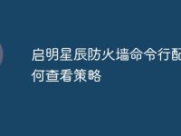 启明星辰防火墙命令行配置如何查看策略-路由网