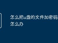 怎么把u盘的文件加密码忘了怎么办-路由网