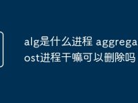 alg是什么进程 aggregatorhost进程干嘛可以删除吗-路由网