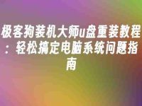 极客狗装机大师u盘重装教程：轻松搞定电脑系统问题指南-路由网