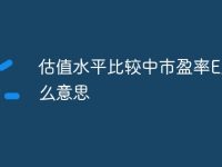 估值水平比较中市盈率E是什么意思-路由网