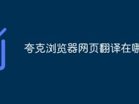 夸克浏览器网页翻译在哪-路由网