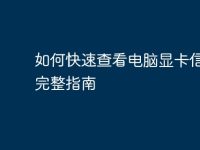 如何快速查看电脑显卡信息:完整指南-路由网