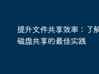 提升文件共享效率：了解电脑磁盘共享的最佳实践-路由网