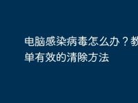 电脑感染病毒怎么办?教你简单有效的清除方法-路由网