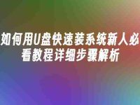 如何用U盘快速装系统新人必看教程详细步骤解析-路由网