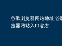 谷歌浏览器网站地址 谷歌浏览器网站入口官方-路由网